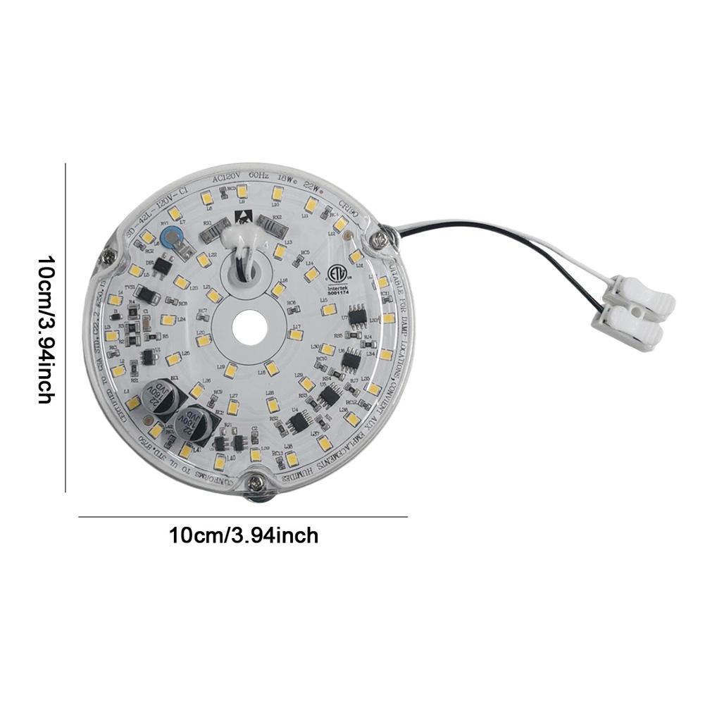 3.94 Inch LED Ceiling Fan Light Kit 18W 1530LM Dimmable Round LED Light Engine 3000K/4000K/6500K Ceiling Fan Retrofit Kit