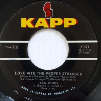 Disque 7 pouces JACK JONES - Love With The Proper Stranger K571 Kapp Records 1964 Canada Rock Occasion