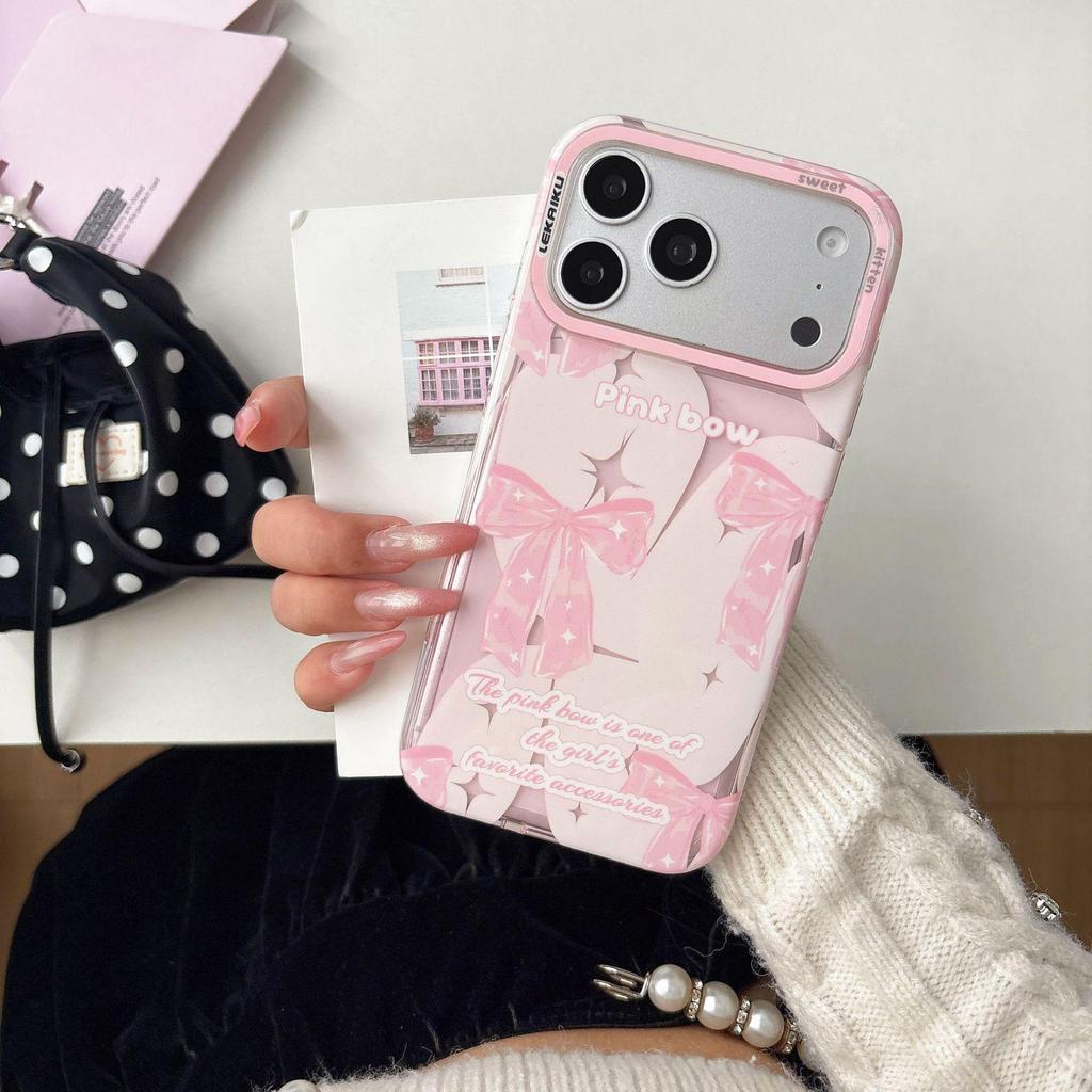 Trendige Marke IMD Seitenprofil Serie Love Pink Schleife Hülle für iP17 Pro Max - Sturzsicher
