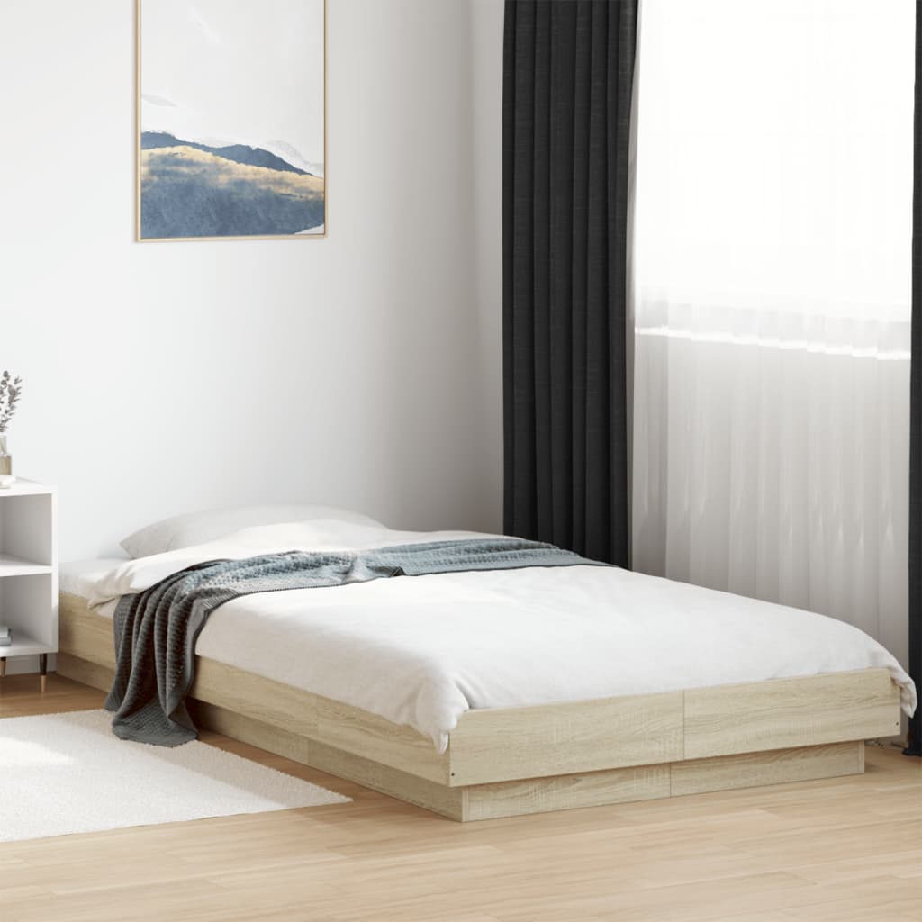 Bed Frame in Sonoma Oak Finish 90 x 190 cm Engineered Wood
