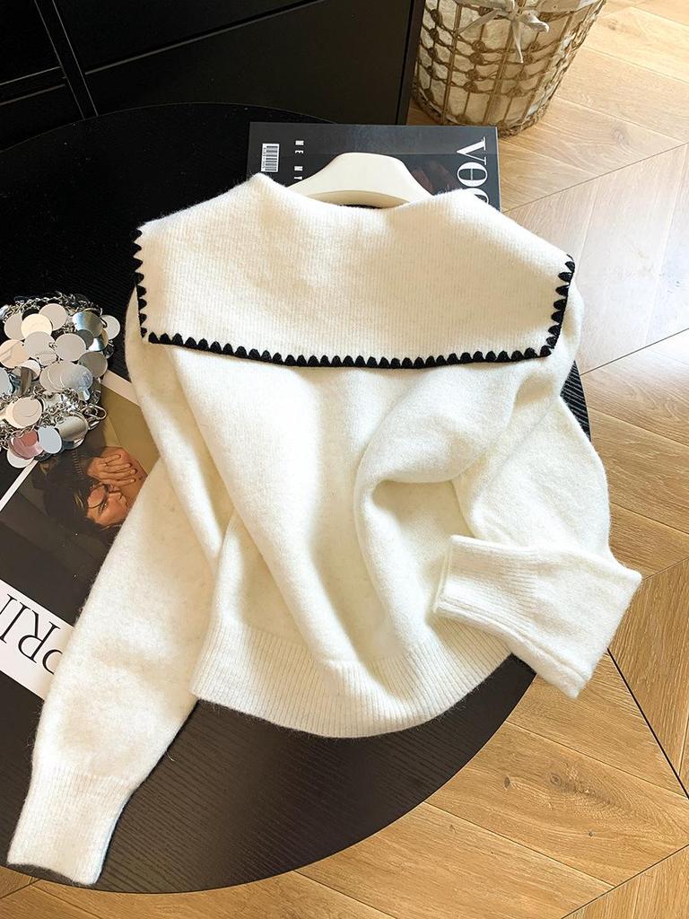 Autumn 2026 Sweet Sailor Collar Knit Cardigan with Bow & Buttons – Fashionable, Versatile, Age-Reducing Sweater