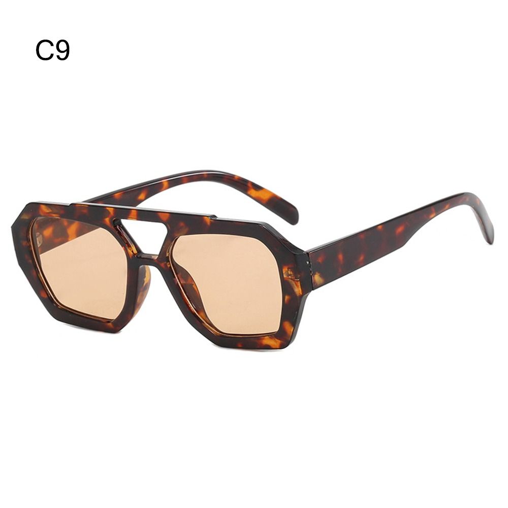 Retro Dobbeltbro Damesolbriller Stor Innfatning Leopard Brun Gradert Briller Mote Luksus Designer Solbriller Skygger