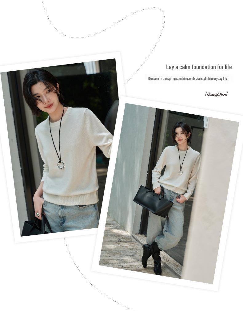 Women's 100% Cashmere Half-High Collar Loose Fit Sweater - Autumn/Winter Collection
