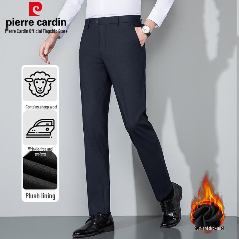 Pierre Cardin Men s Fleece-Lined Wool Blend Straight-Leg Dress Pants 32