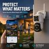 AIOOK Doppelobjektiv-Sicherheitskamera HD10MP WiFi Außenkamera Mobilverfolgung Zwei-Wege-Sprechanlage Vollfarb-Nachtsicht IP CCVT ICAM365 APP