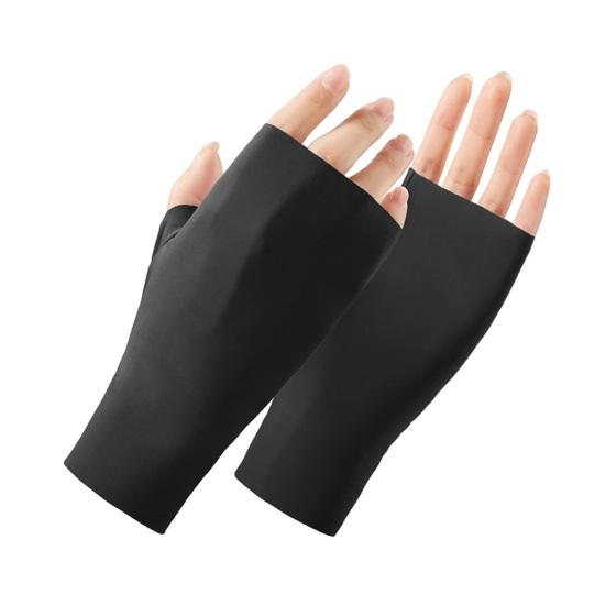 UV Protection Gloves Ultra Thin Fingerless Sun Protection Gloves Ice чёрный