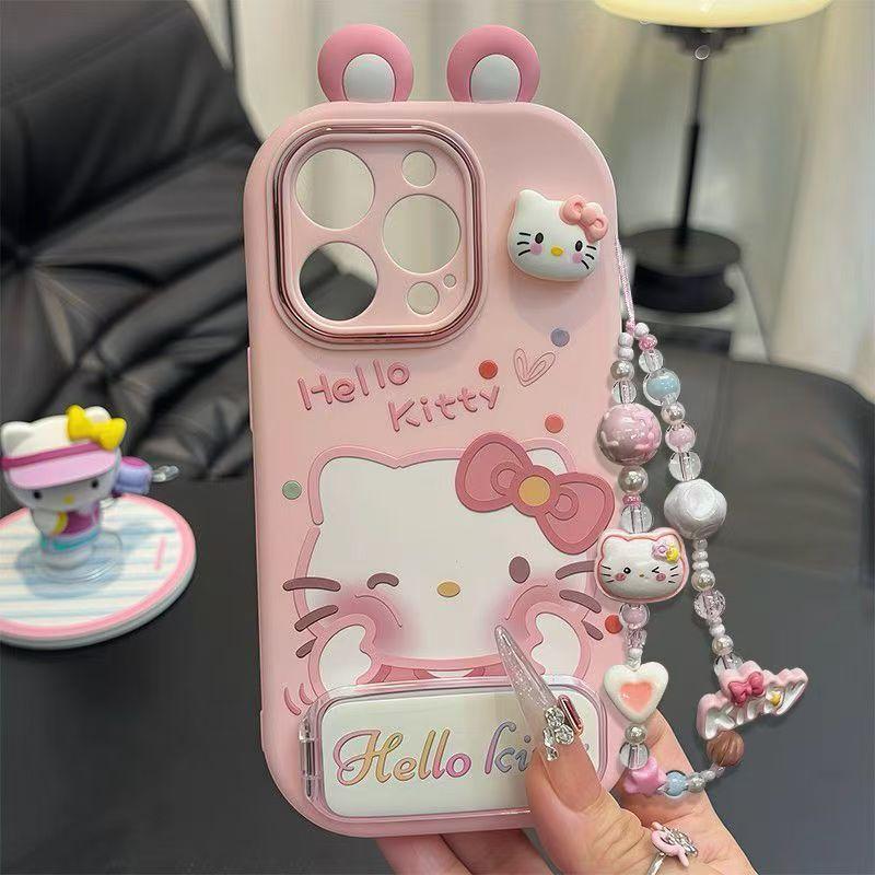 Hello Kitty Stand Compatible with Apple 17 Pro Max Phone Case 15/16 Huawei Honor Phone Case Full Coverage Soft Case