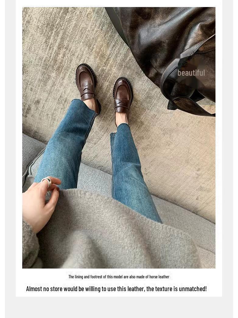 

Стиль Су Иньиня: Модернизированные женские мокасины - импортная кожа Fetal Water Horse, толстая подошва и каблук 39