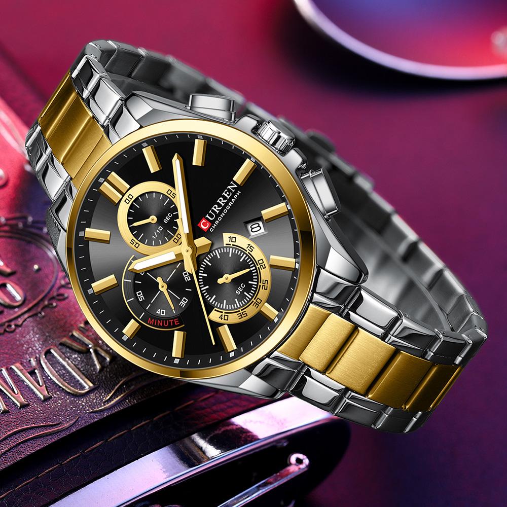 Fashion Full Stainless Steel Watches Wateproof Casual Mens Watch Analog Sport Wristwatch Date Quartz Clock Male