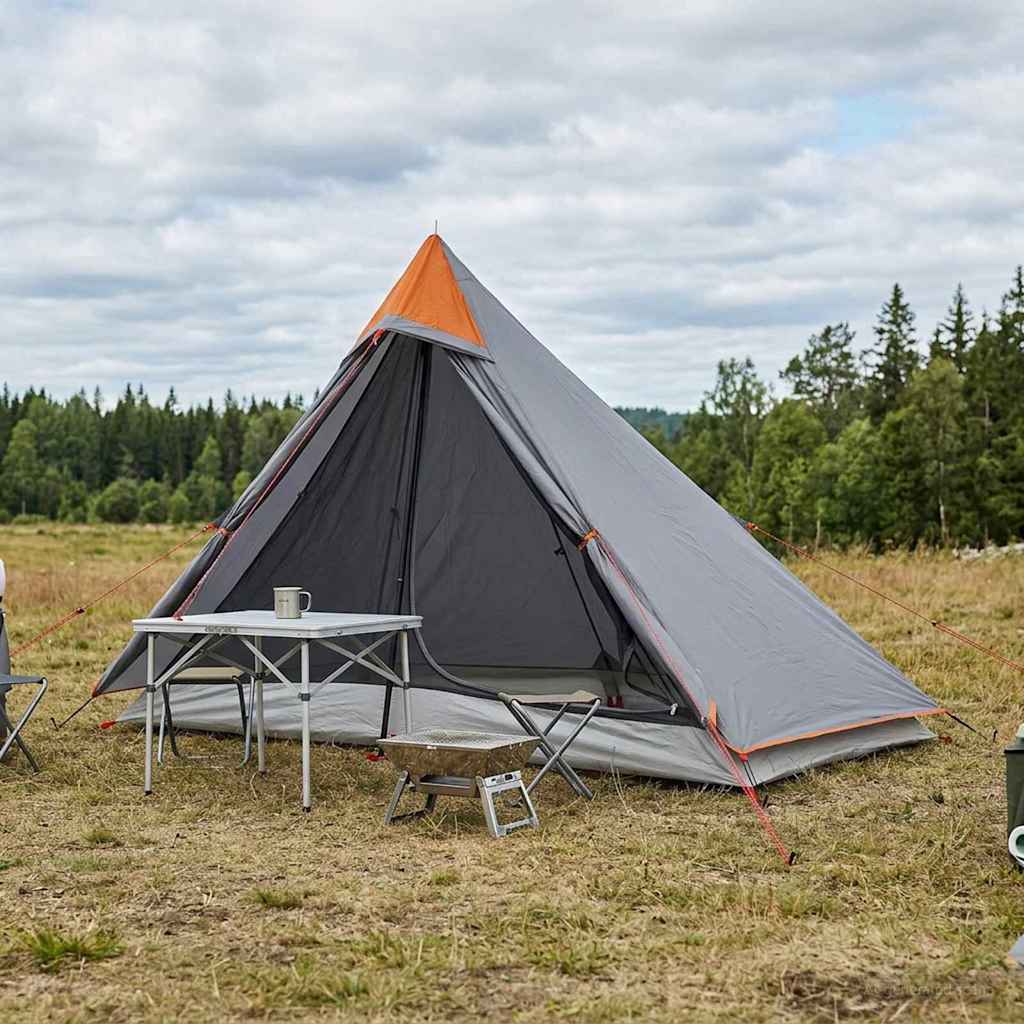 Trekking Tent Gray and Orange 222 x 85 x 125 cm