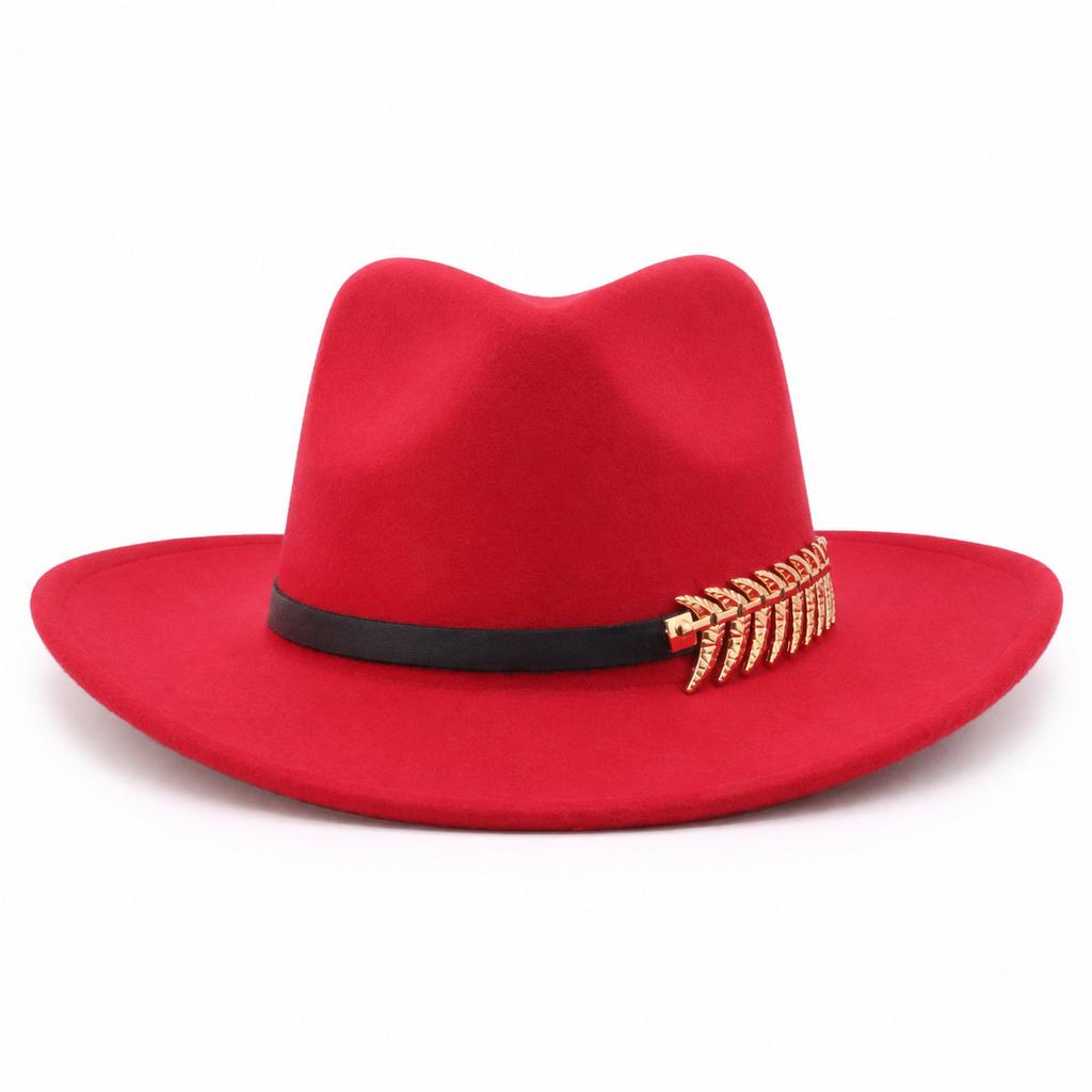 New Western Cowboy Hat Fashion Accessories One-word Wool Hat British Versatile Trend Cowboy Hat