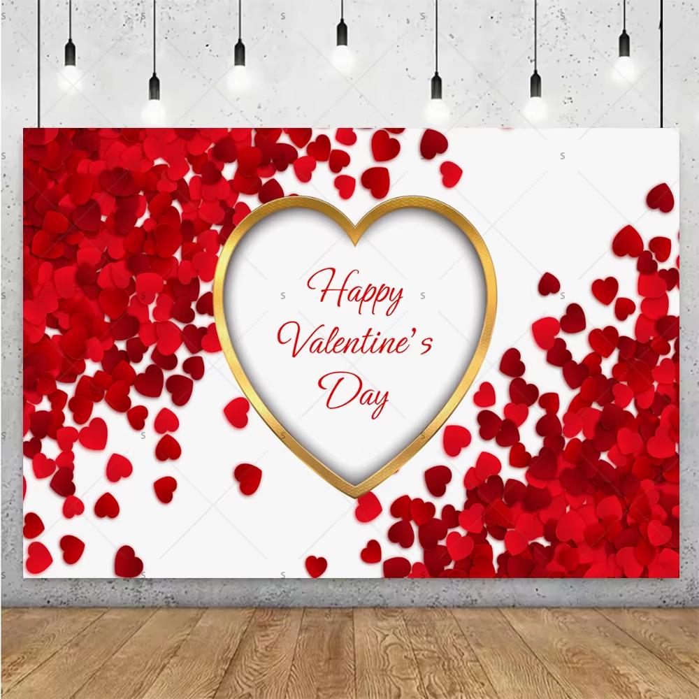 Balloon Red Love Heart Rose Background Happy Valentines Day Backdrop Supplies Valentines Day Party Decoration Photo Shoot Pro