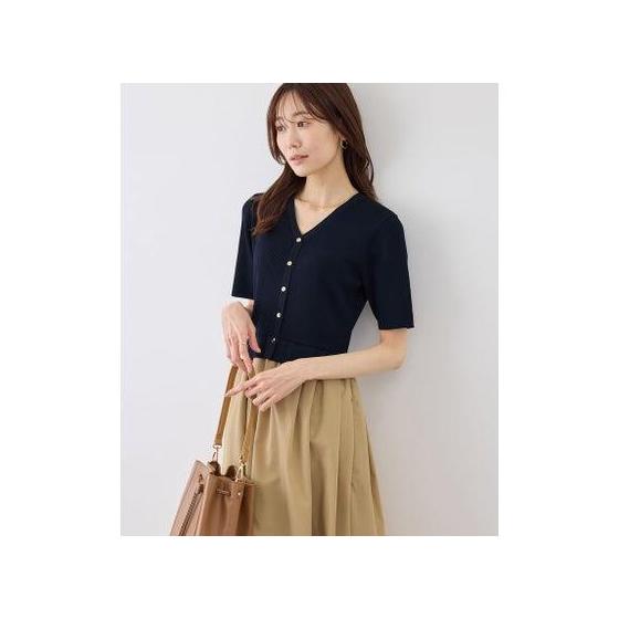 ROPE  PICNIC Metal button fabric docking half sleeve knit dress (Navy (40))