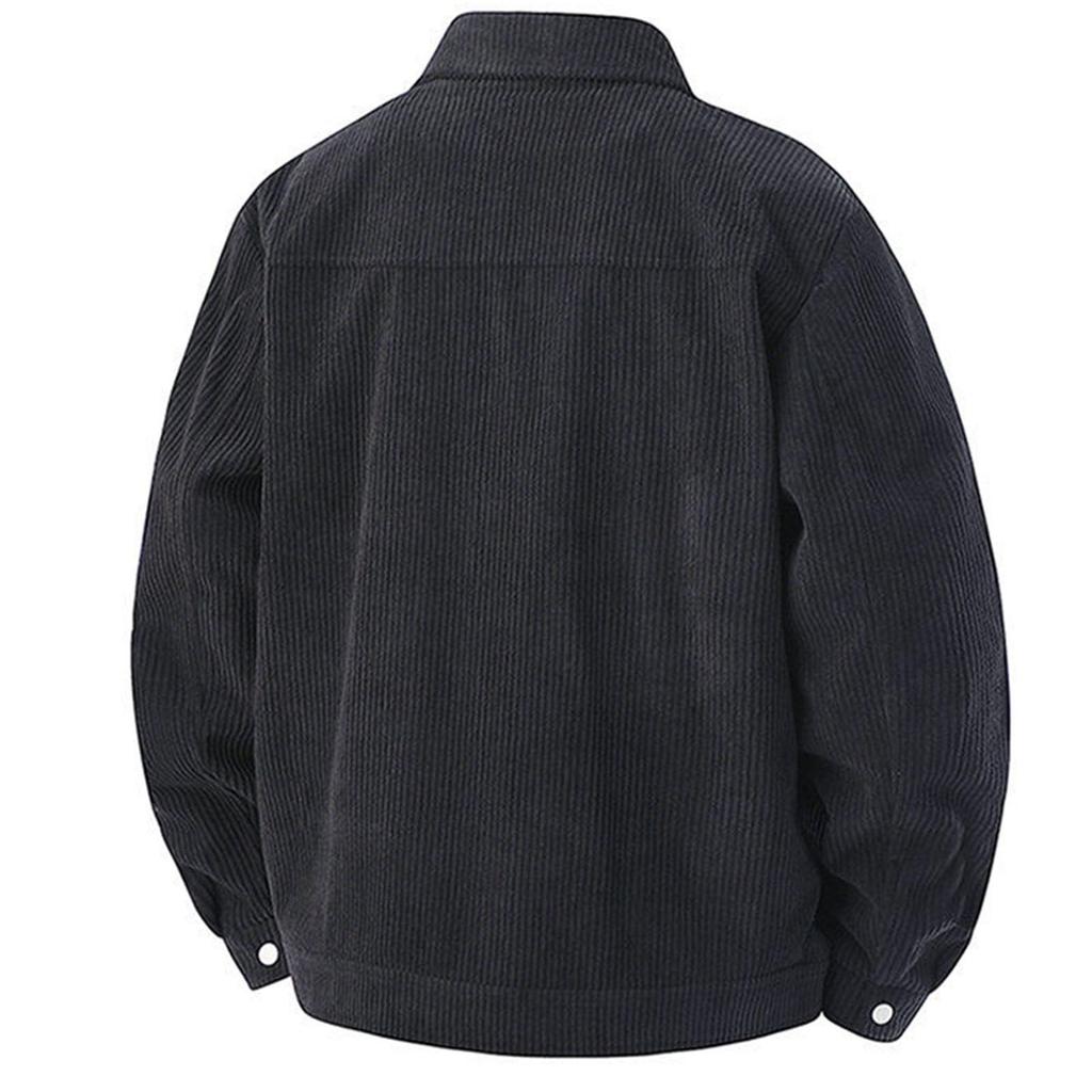 Corduroy Jacket Men Winter Button Down Shirt Jackets Long Sleeve Retro Outwear Casual Ribbed Work Coat With Pockets