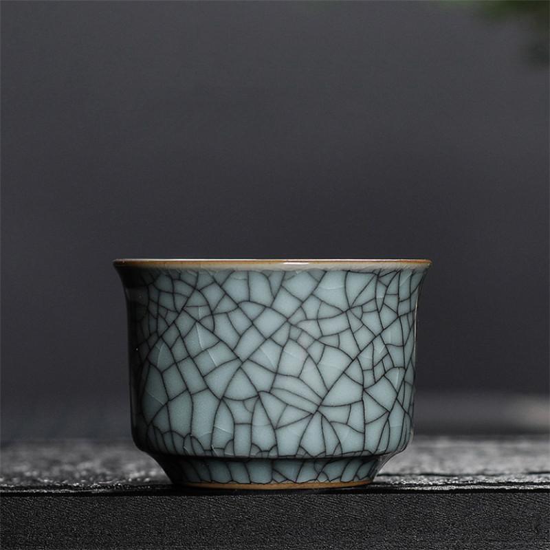 Longquan Celadon Office Teacup Ceramic Ge Kiln Ice Cracked Glaze Kung Fu Master Cup Small Tea Bowl Drinkware