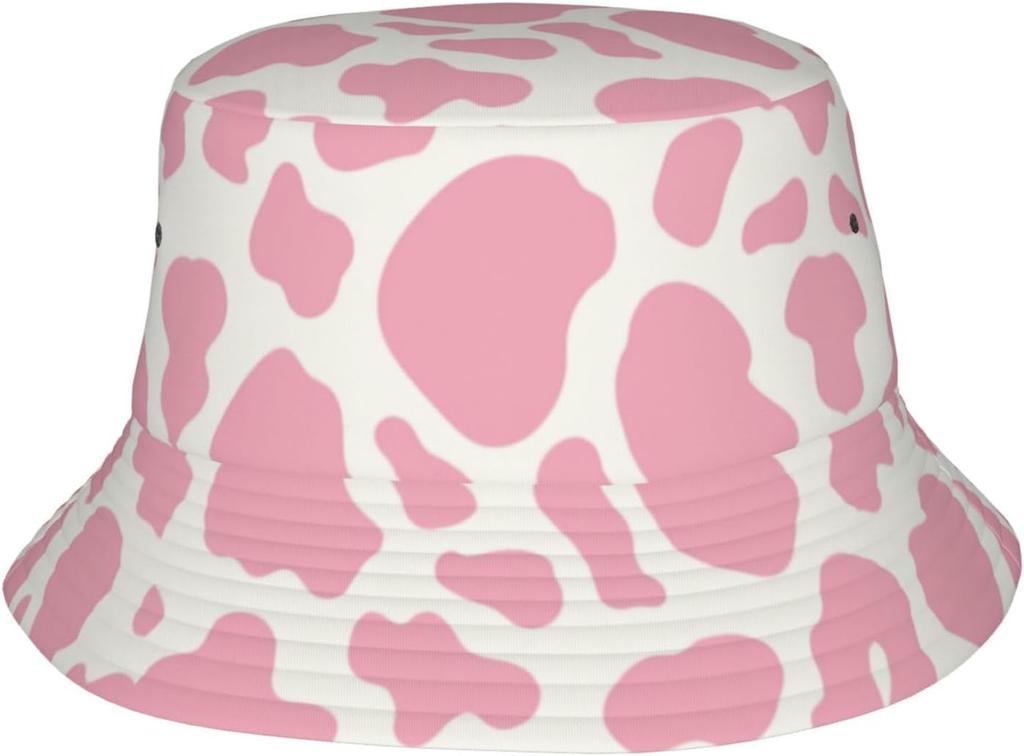 Chapeaux seau imprimé vache mignons pour femmes hommes été voyage chapeau de soleil pliable extérieur chapeau de pêcheur vache pour plage, golf 0008