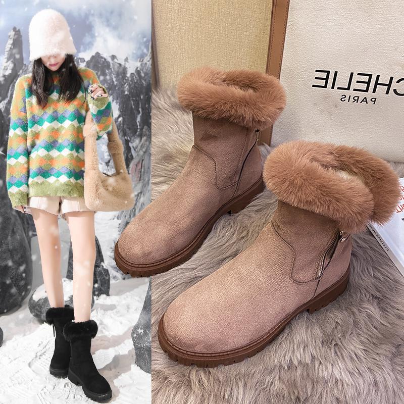Zimní Nové Plus Sametové Teplé Sněhové Dámské boty Ženské Krátké Holínky Bavlněné Střapce Zip Boty Bavlněné Boty Botas demujer