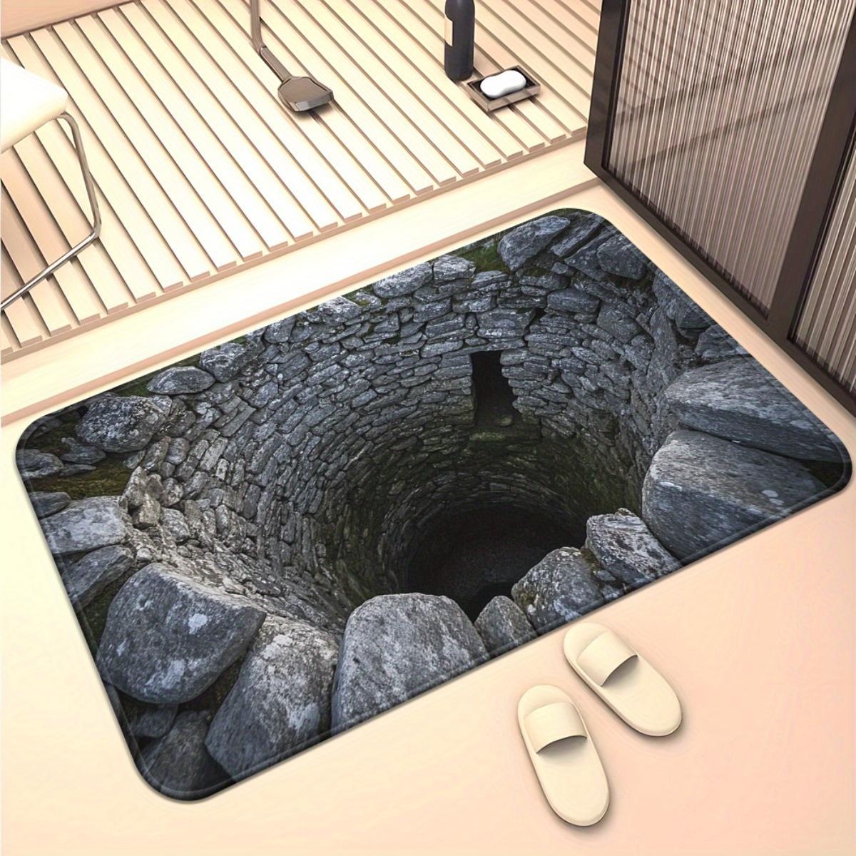 

Tappeto 3D Crack Ice Hole Illusion - Tappeto antiscivolo blu Abyss adatto per cuscinetti per porte d ingresso e decorazioni per la casa 40cm x 60cm
