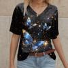 vintage women floral print t shirt short sleeve v neck tops comfortable t-shirts