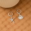 Summer Niche Design Sense Starfish Shell Asymmetrical Ear Buckle Diamond Pearl Fashion Simple Temperament Earrings