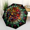 1pc Mayan Calendar Skull Automatic Open/close Umbrella, 8-Rib Sturdy Structure, Portable Travel Umbrella, Parties, Everyday Use, Outdoor Acc