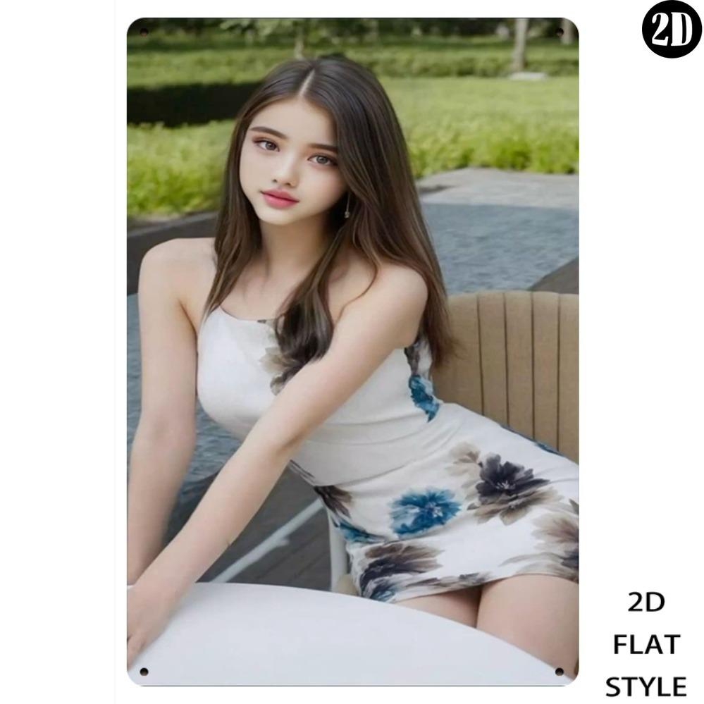 D Flat Iron Sign Elegant Woman Garden Portrait Modern Minimalist Wall Art for Home Decor Metal Logo xin xcm