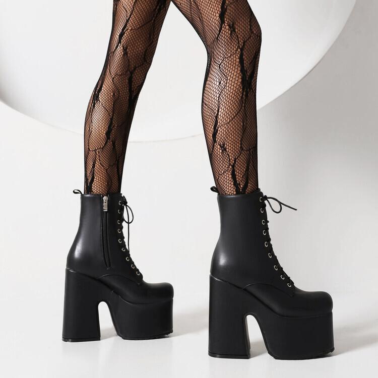 New Small Short Boots Heightened Thick Heel British Style Round Head Fleece Thick-soled Martin Boots Women's High-heeled Short Boots