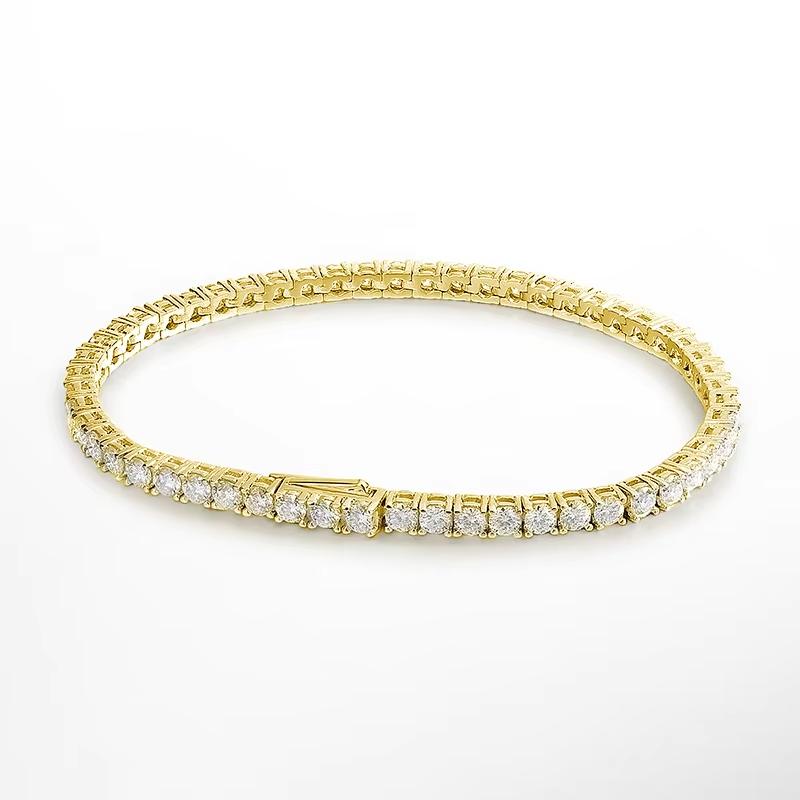 KNOBSPIN D VVS1 Moissanite Tennis Bracelet Original S925 Sterling Silver Plated 18k White Gold with GRA Bracelets for Women Man