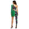 Womens One Shoulder Cavewoman Bodysuit Asymmetrical Design Irregular Pants Legs Halloween Costume