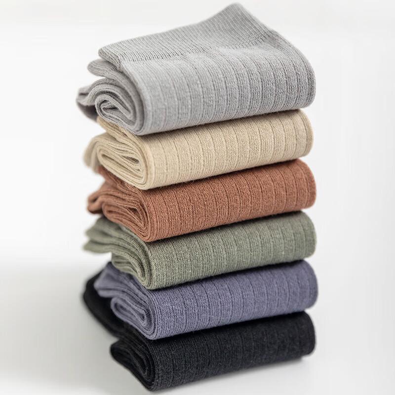 Qiansniao Men's Cotton Antibacterial Mid-Calf Socks, 5-Pair Pack