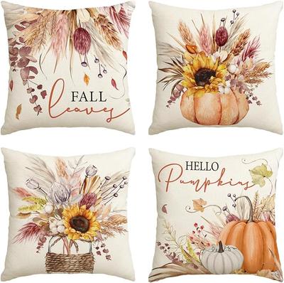Decorative Pillowcases Autumn 50x50 Cm Sunflowers Pumpkins 4 Pcs. Decoration
