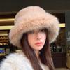 Solid Color Faux Fur Bucket Hat Imitation Fur Winter Fluffy Hat Fluffy Fur Fisherman Hat  Winter