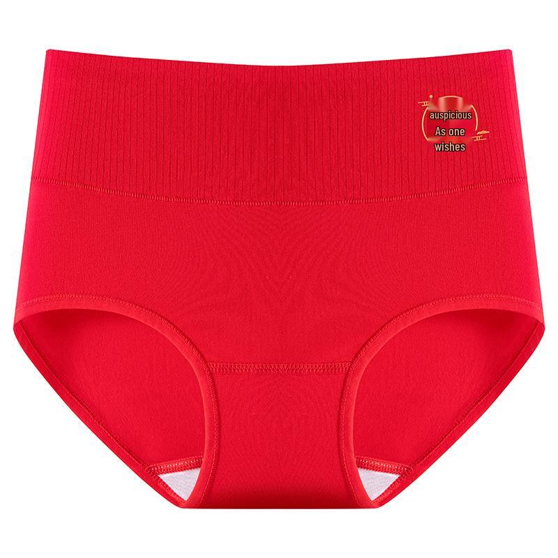 High Waist Red Cotton Panties: Comfortable, Breathable, Hip-Wrapping, Silk Crotch, Lucky Red.