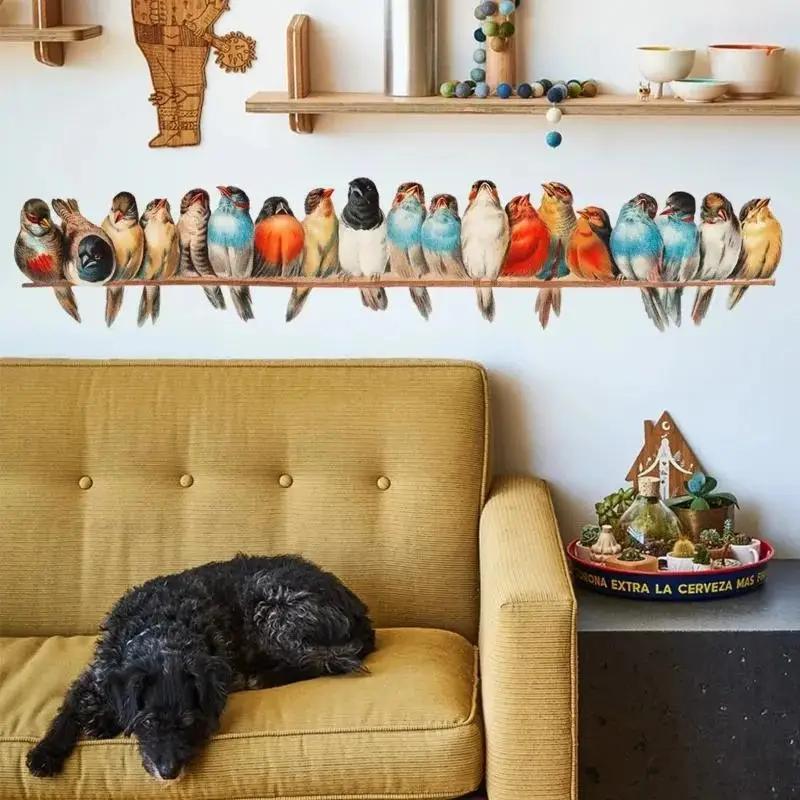 Creative Colored Bird Wall Stickers Living Room Sofa Background Decoration Wallpaper for Home Decor Kids Room Art Decals Sticker