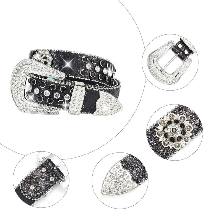 Rhinestones Sequined Belt for Adult Teens Street Wear Waistband for Pants Blingbling Waiststrap Rocker Waist Ornament