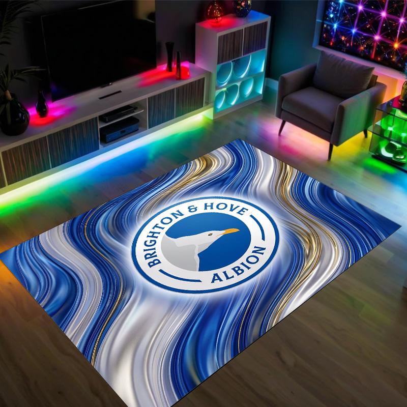 Brighton & Hove Albion Football Design Crystal Velvet Carpet Cozy Non?Slip Printed Rug For Bedroom Living Room Entrance