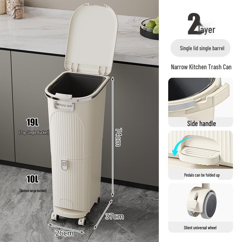 Luxusní vysoký odpadkový koš v japonském stylu s nožním pedálem pro suchý a mokrý odpad