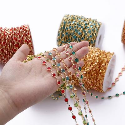 Zirkonkette, DIY-Armband- und Halskettenherstellung, Strass-Schmuckkette, glänzende Kupferkette für Bastelbedarf
