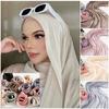 Luxury Shimmer Bright Silk Scarf 66*180cm Women Cool Satin Smooth Crepe New Head Wrap