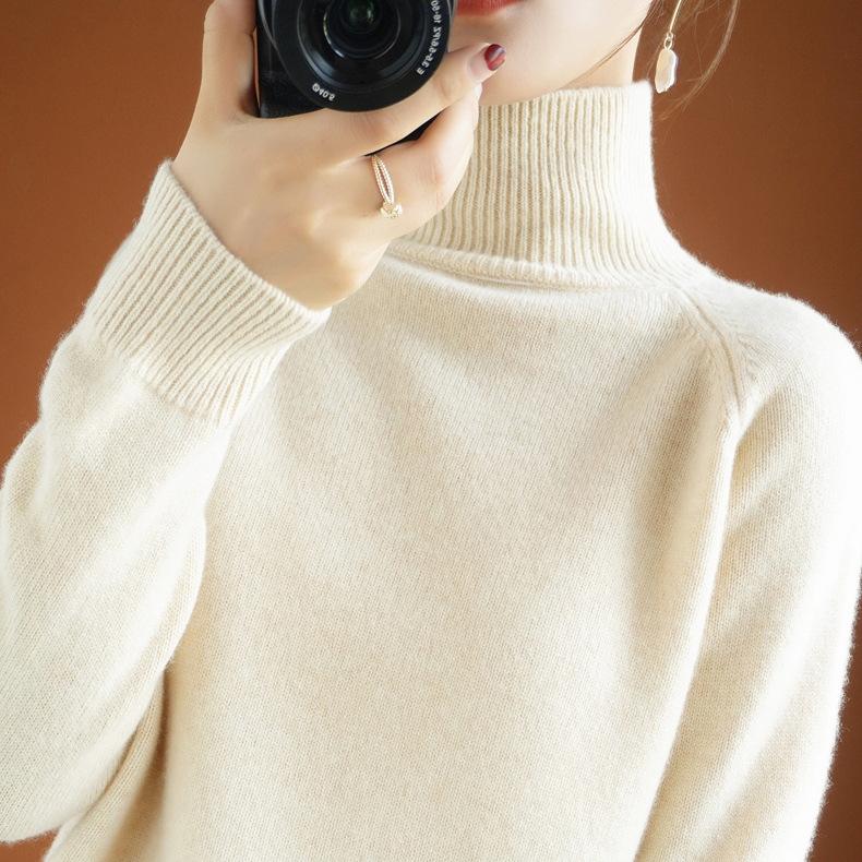 GMXIA Autumn and Winter Half-high Neck Pullover Jumper Female Inner Non-cashmere Long-sleeved Thickened Knitted Bottoming Shirt Loose Tops