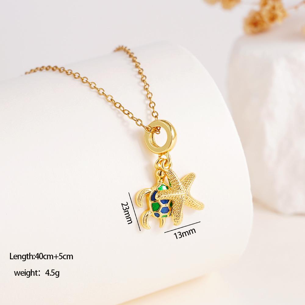 Sweet Cute Zircon Fish Shell Turtle Charms Necklaces for Women Girls Stainless Steel Chain Fashion Jewelry Accessories Gifts