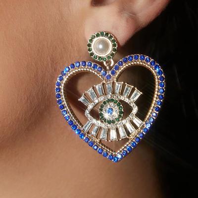Beliebte Übertreibung des atmosphärischen Teufelsauges und Ohrringe Strass Super Glitter Hollow Love Stage Party Modeaccessoires