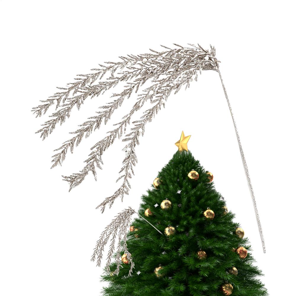 Christmas Tree Filler Stem Branches Glitter Garland Christmas Picks For Crafts For Indoor Holiday Winter Fall Mantle Outdoor