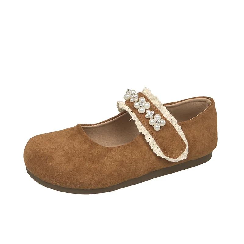2025 Ladies Shoes Women's Flats Sweet Daily Flats Women Round Toe String Bead Lace Soft Bottom Shoes Women Zapatos