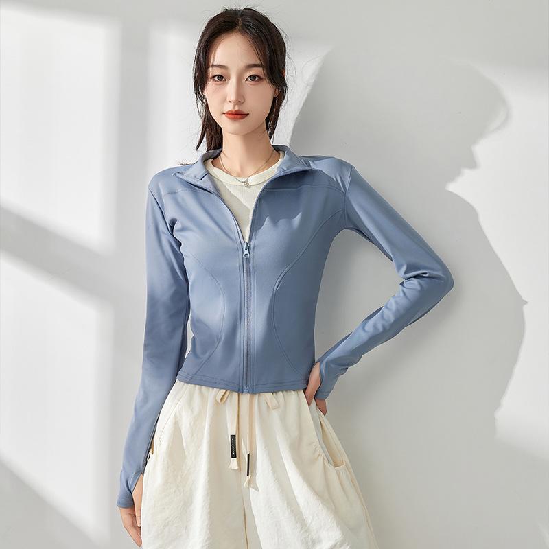 Women's Quick-Dry Yoga Jacket - 2025 Spring/Autumn: Zipper, Stand Collar, Long Sleeve, Fitness Top