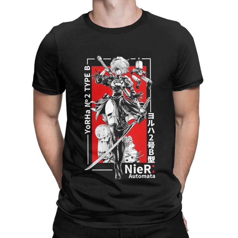 

Mens Shirt Yorha Nier Automata T Shirt 100 Cotton Tops Funny Short Sleeve Crew Neck YoRHa No 2 Type B Big Size TShirts S