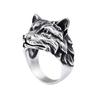 Anello Testa di Lupo Vintage Uomo Donna Fascia Aperta Regolabile Argento Sterling Retro Punk Hip Hop Gioiello Statement