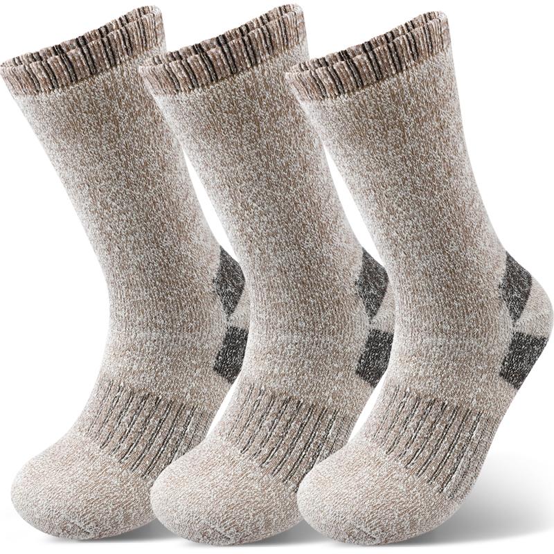 3Pairs Winter Men Socks Super Thick Thermal Mid Calf Socks Warm Wool Skiing Sports Socks