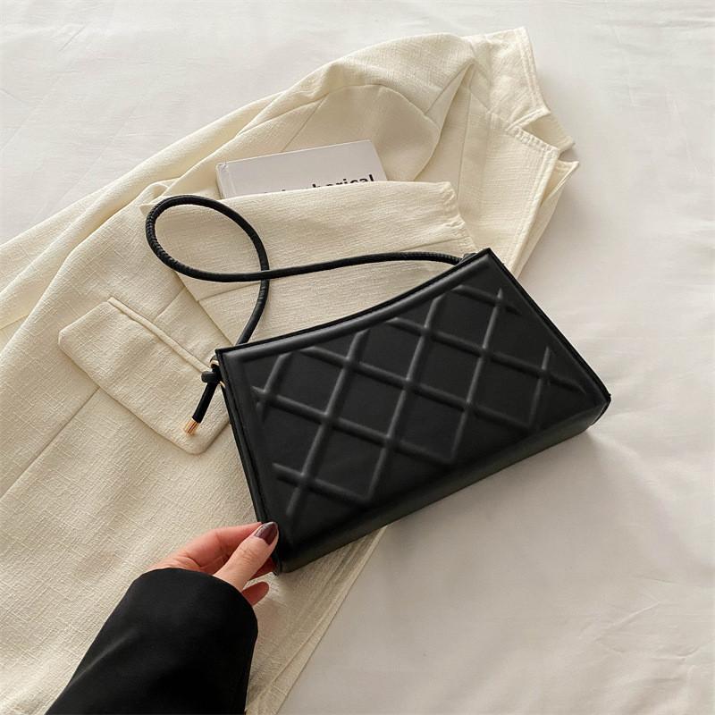 Trendy Pu Leather Shoulder Bag For Women 2024 Summer Fashion Casual Small Square Bag With Zipper Closure
