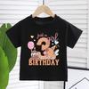New Capybara Summer Birthday Number Pure Cotton Print Kids T Shirts Short Sleeved Cute Children's T-shirt